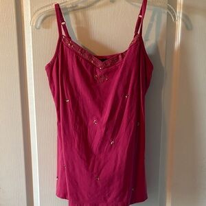 Sonoma Fuchsia Camisole with Lace and Embellishments